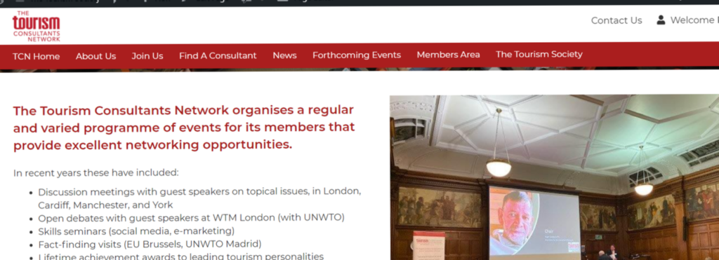 Screen shot of Events page of new TCN website